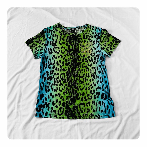 ★ VERSACE for H&M Animal Print T-shirt Collab - Blue/Green ★ - Picture 13 of 14